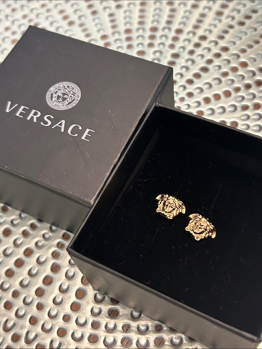 Versace Gold Medusa Head Earrings